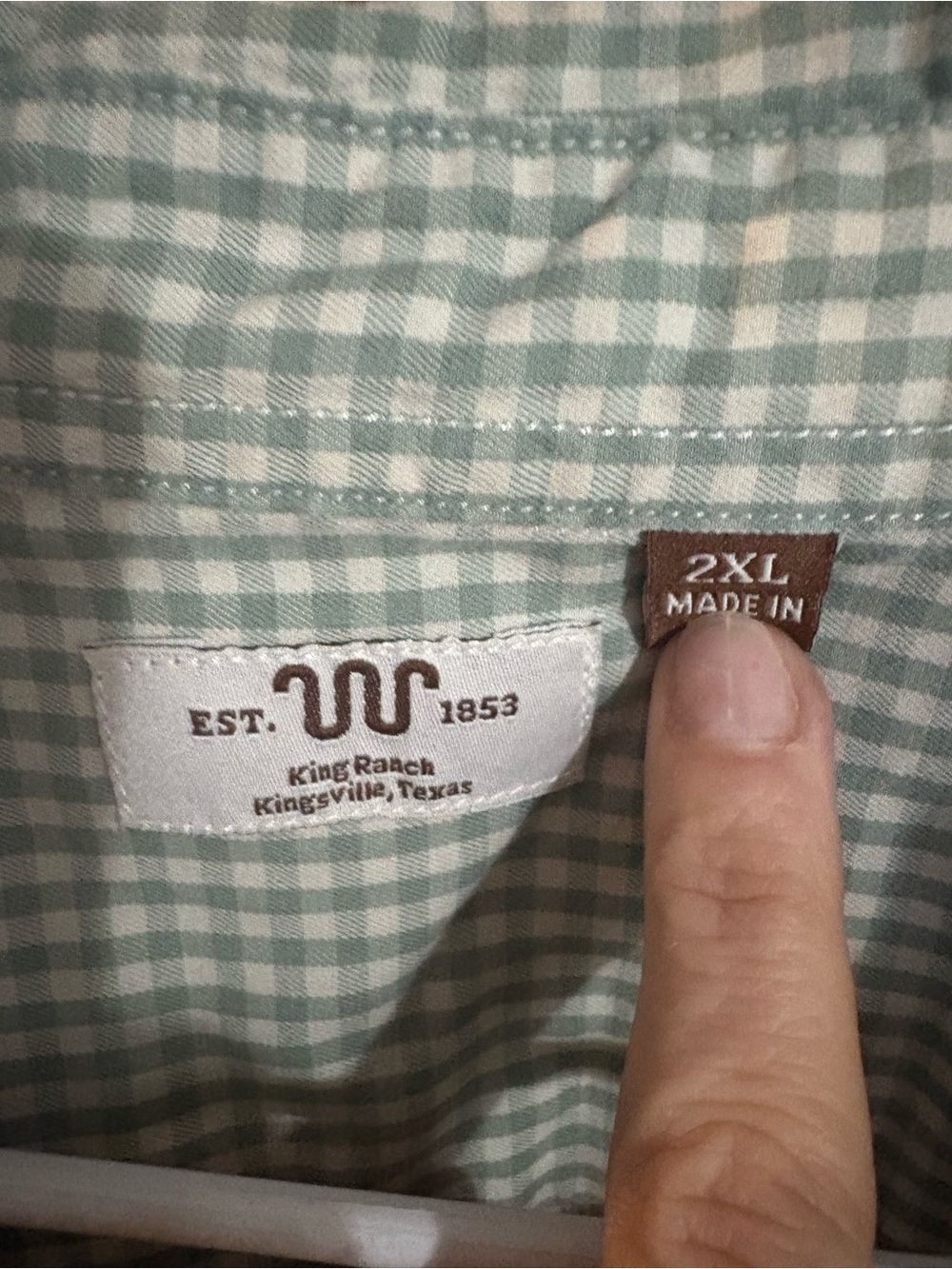 Men’s Light Green Gingham Button-Down Shirt - Picture 2 of 2